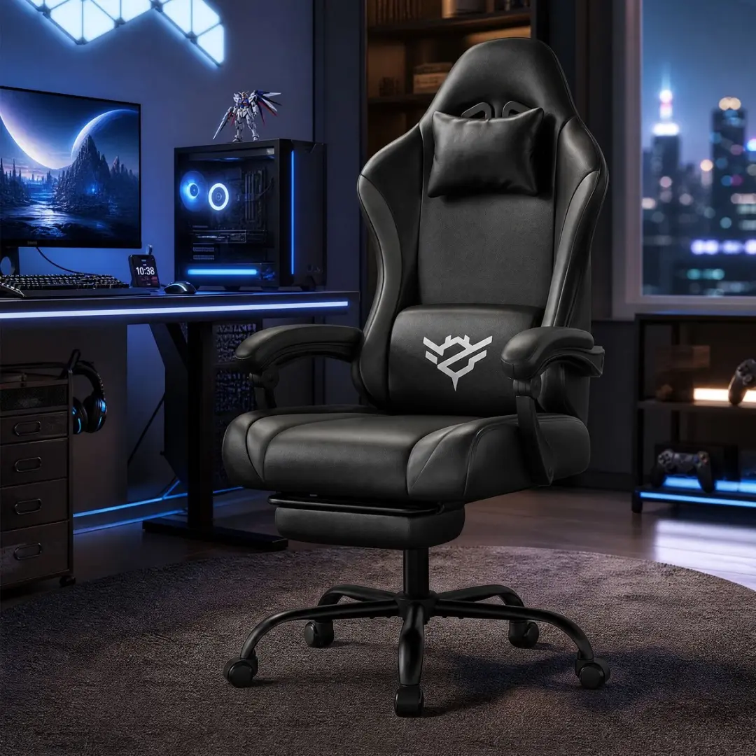 Songmics Gamingstoel Ergonomisch PU-leer 135° - Zwart/grijs