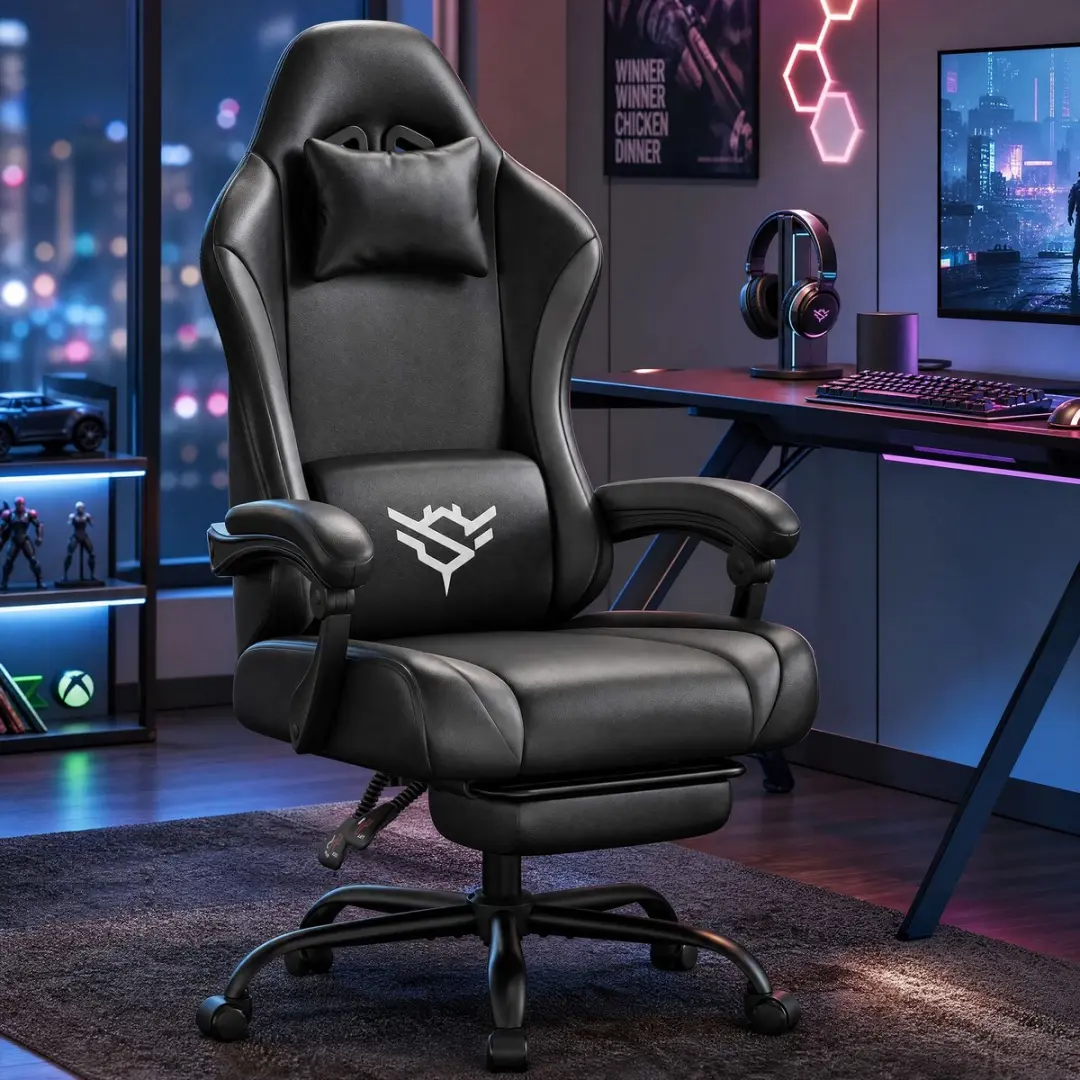 Songmics Gamingstoel Ergonomisch PU-leer 135° - Zwart/grijs