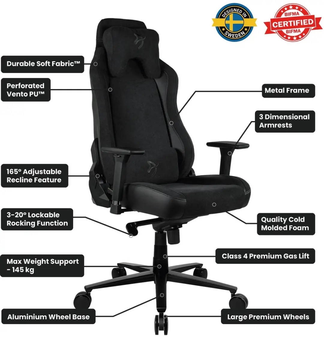 Arozzi Vernazza Vento Gamingstoel - Zwart