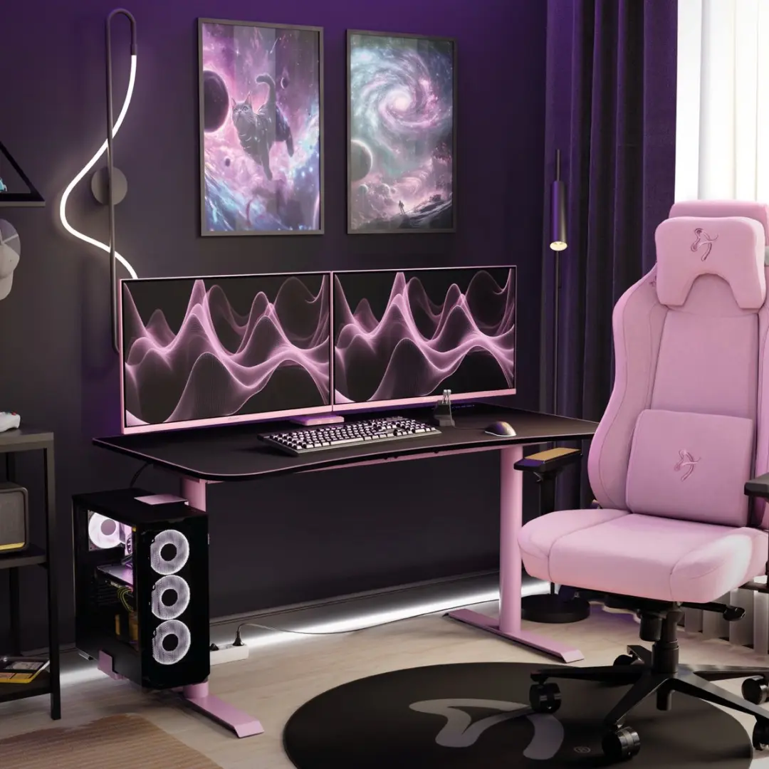 Arozzi Arena Medium Gaming Bureau - Muismat 140cm Roze