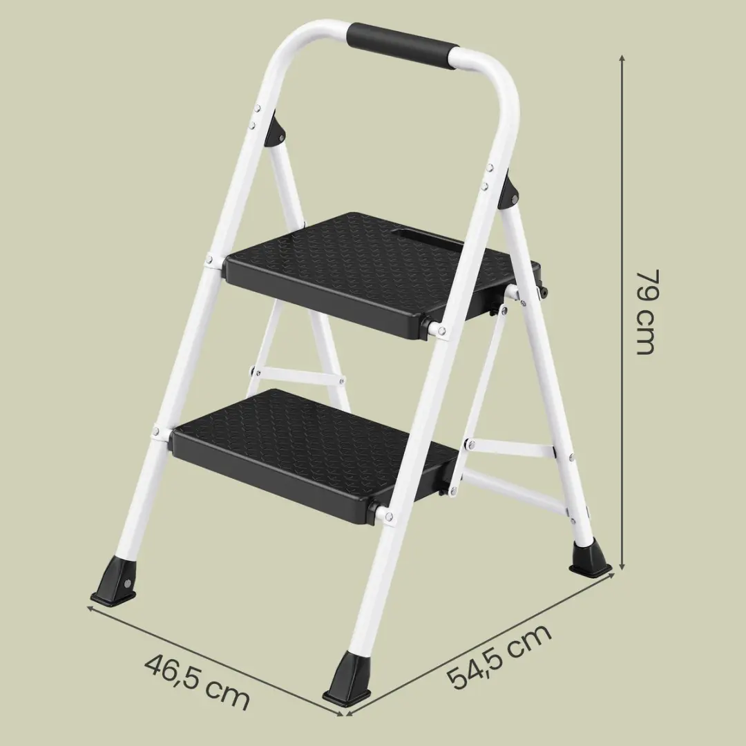 Songmics Opvouwbare Trap 2-treden - 54,5 x 46,5 x 79cm - Wit