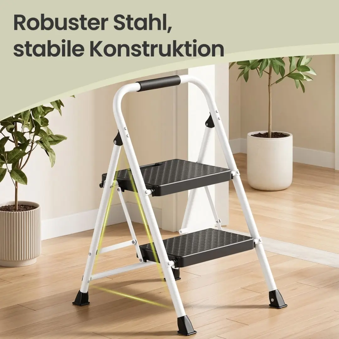Songmics Opvouwbare Trap 2-treden - 54,5 x 46,5 x 79cm - Wit - afbeelding 6 van 6