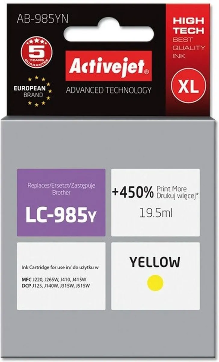 Brother Activejet AB-985YN Inktcartridge Geel