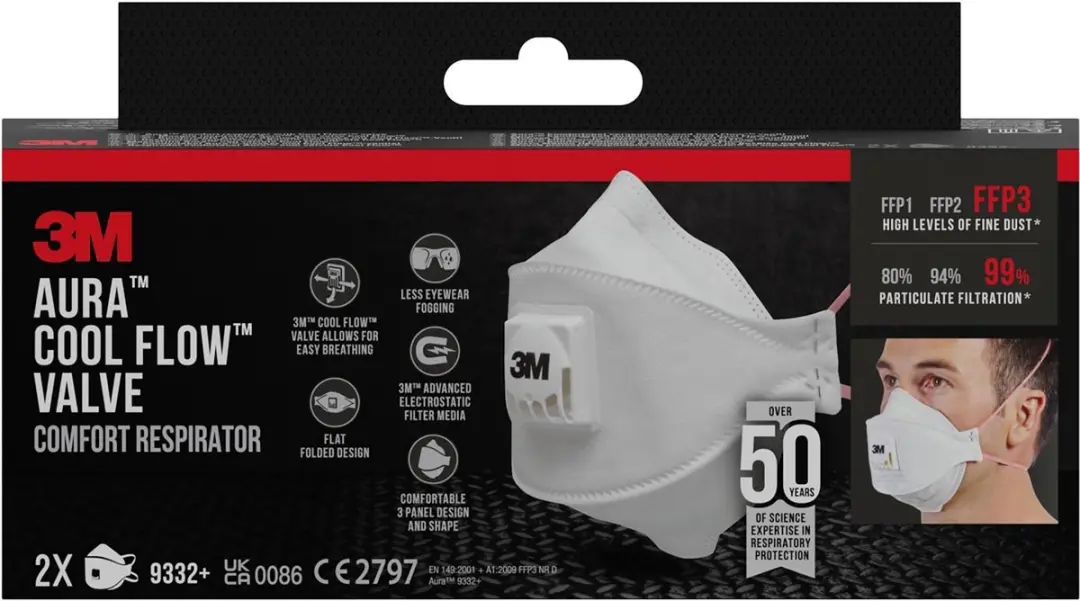 3M Aura FFP3 Stofmasker met ventiel