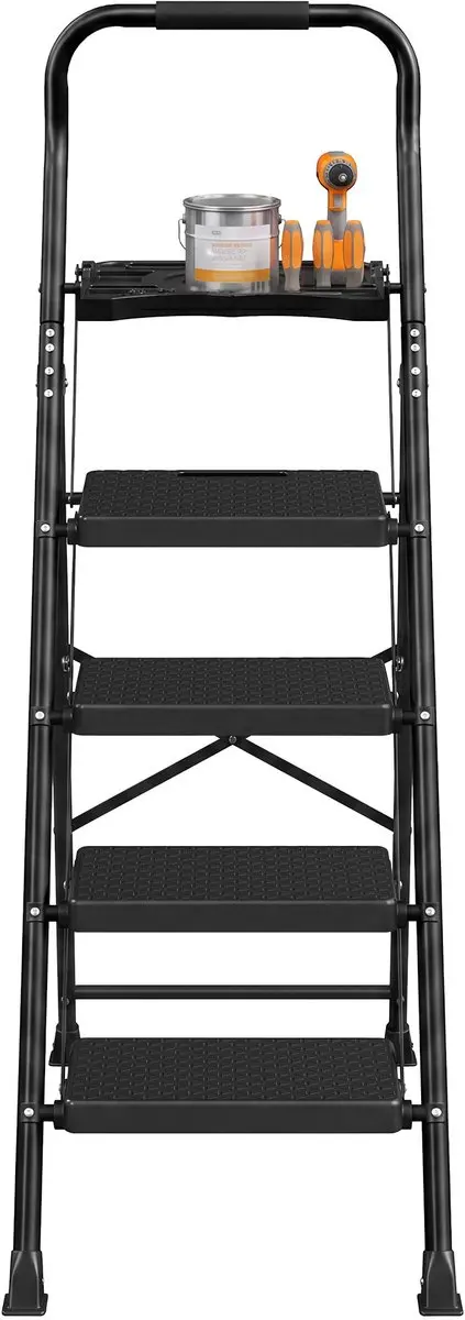 Songmics Opvouwbare Trap 4-treden - 84x45,5x145,2cm - Zwart