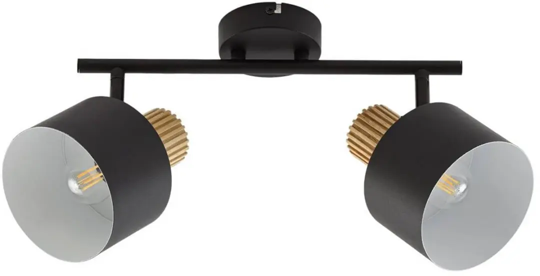Lindby Buitenspot 2-lichts E14 - 23.4cm - Zwart/Licht hout/Wit
