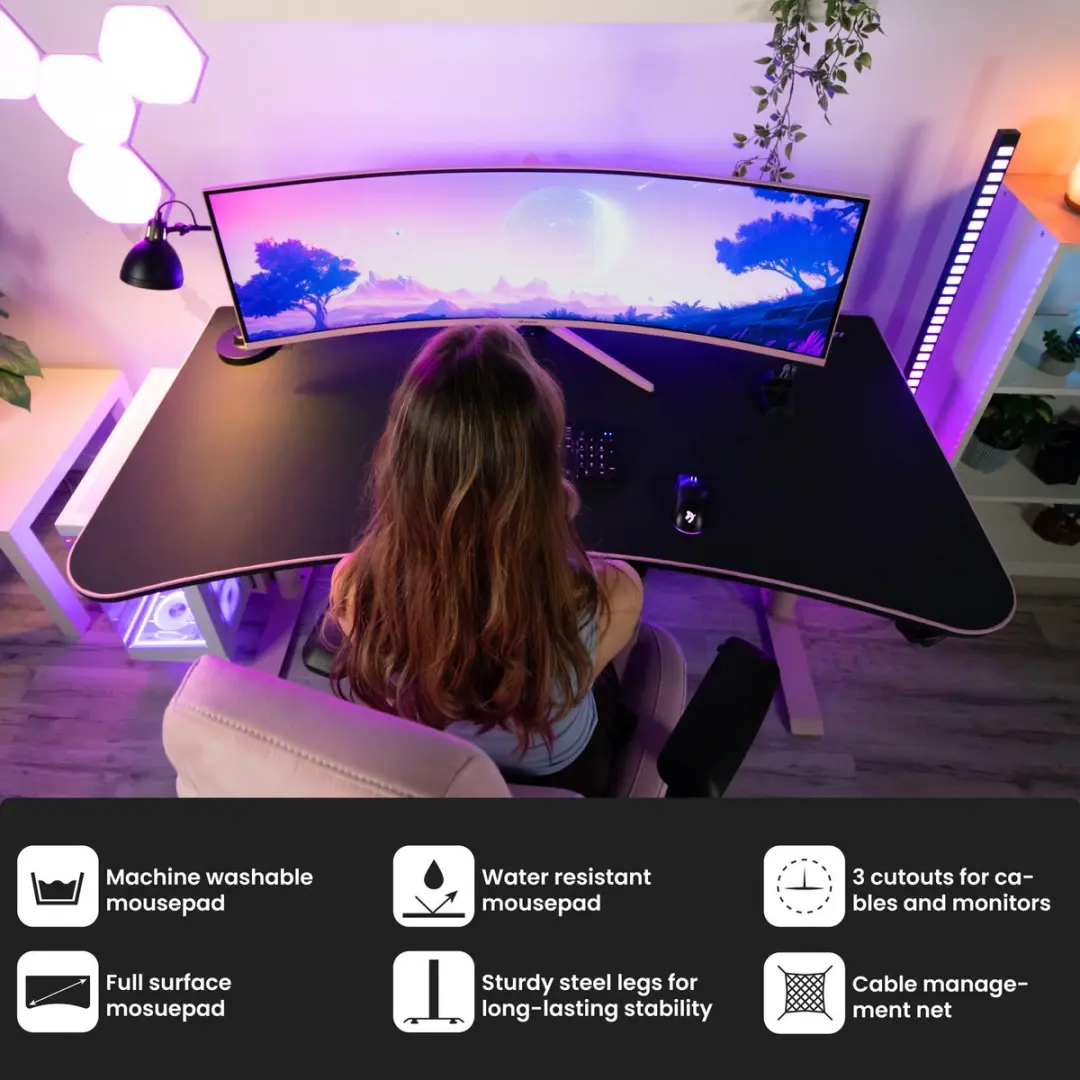 Arozzi Arena Gaming Bureau - Muismat 160cm Roze