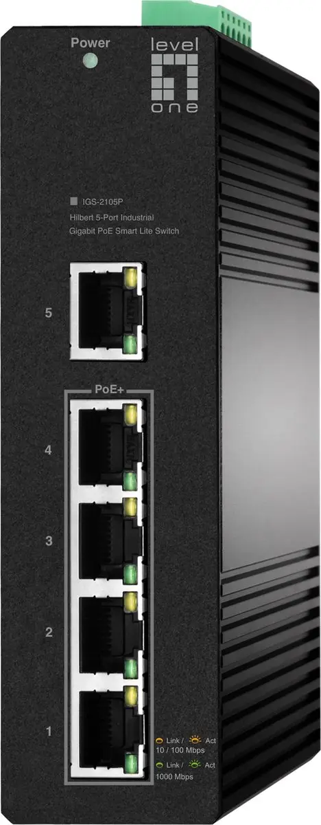 LevelOne IGS-2105P Managed Switch - 5x Gigabit PoE - Zwart