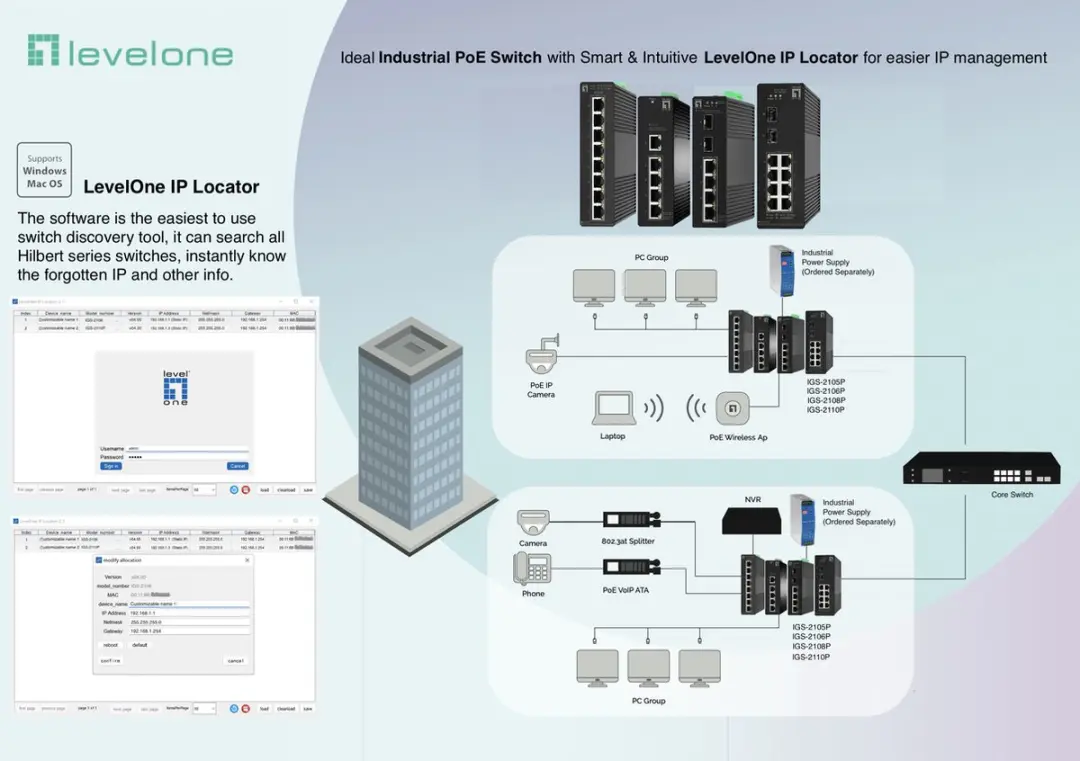 LevelOne IGS-2105P Managed Switch - 5x Gigabit PoE - Zwart