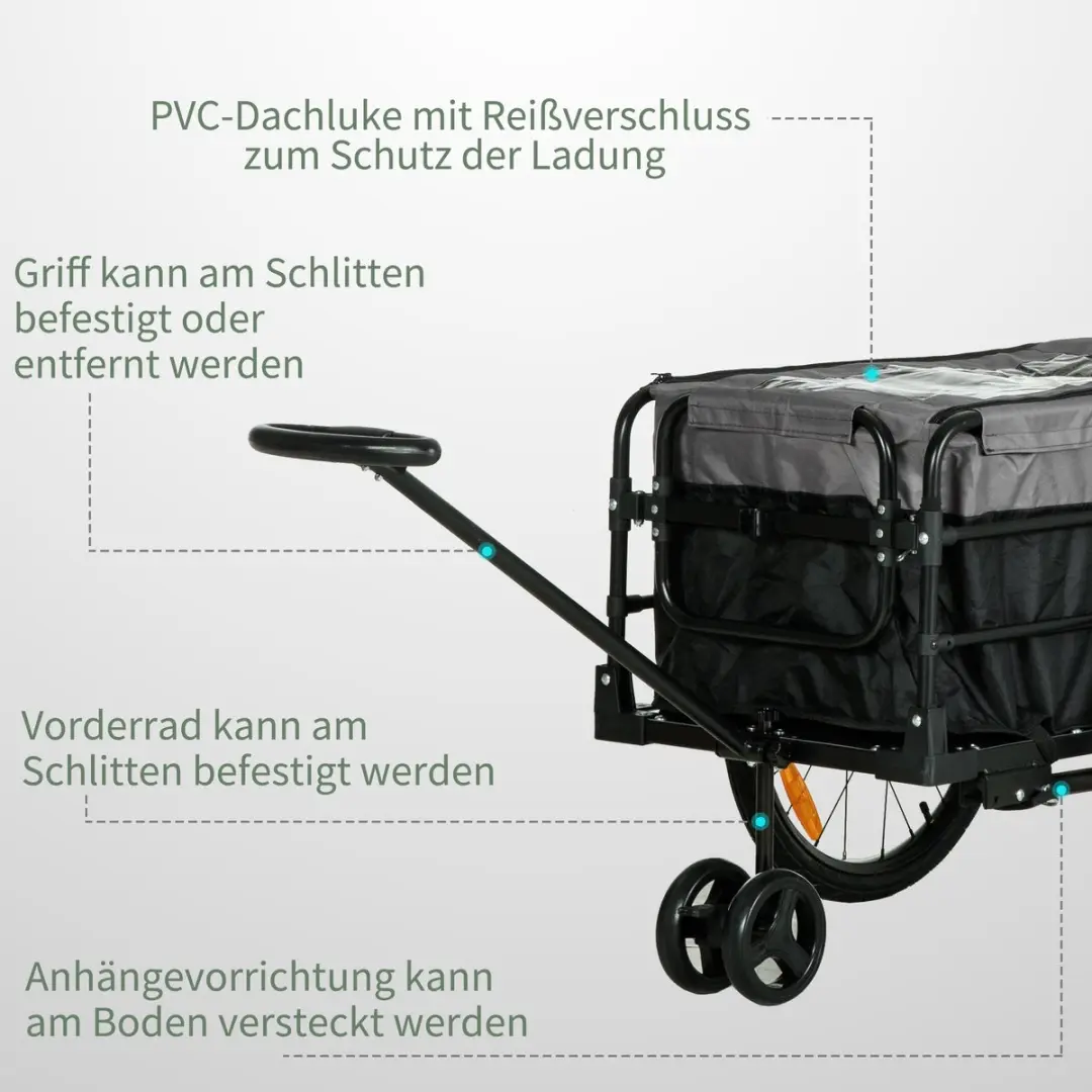 Homcom Lastenfietsaanhanger B71-058 - Zwart/Grijs