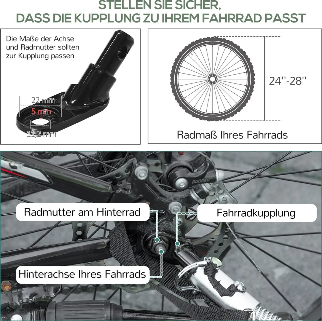 Homcom Lastenfietsaanhanger B71-058 - Zwart/Grijs
