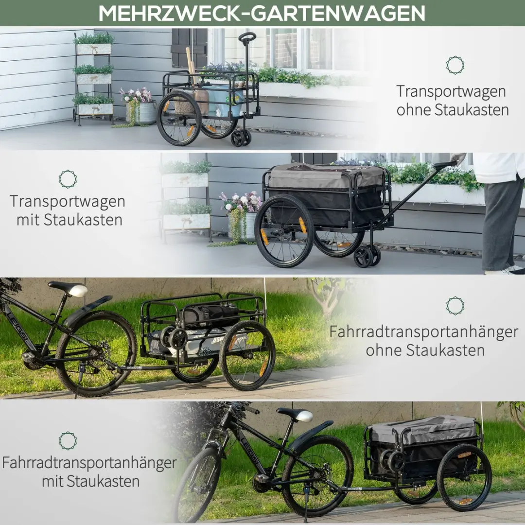 Homcom Lastenfietsaanhanger B71-058 - Zwart/Grijs