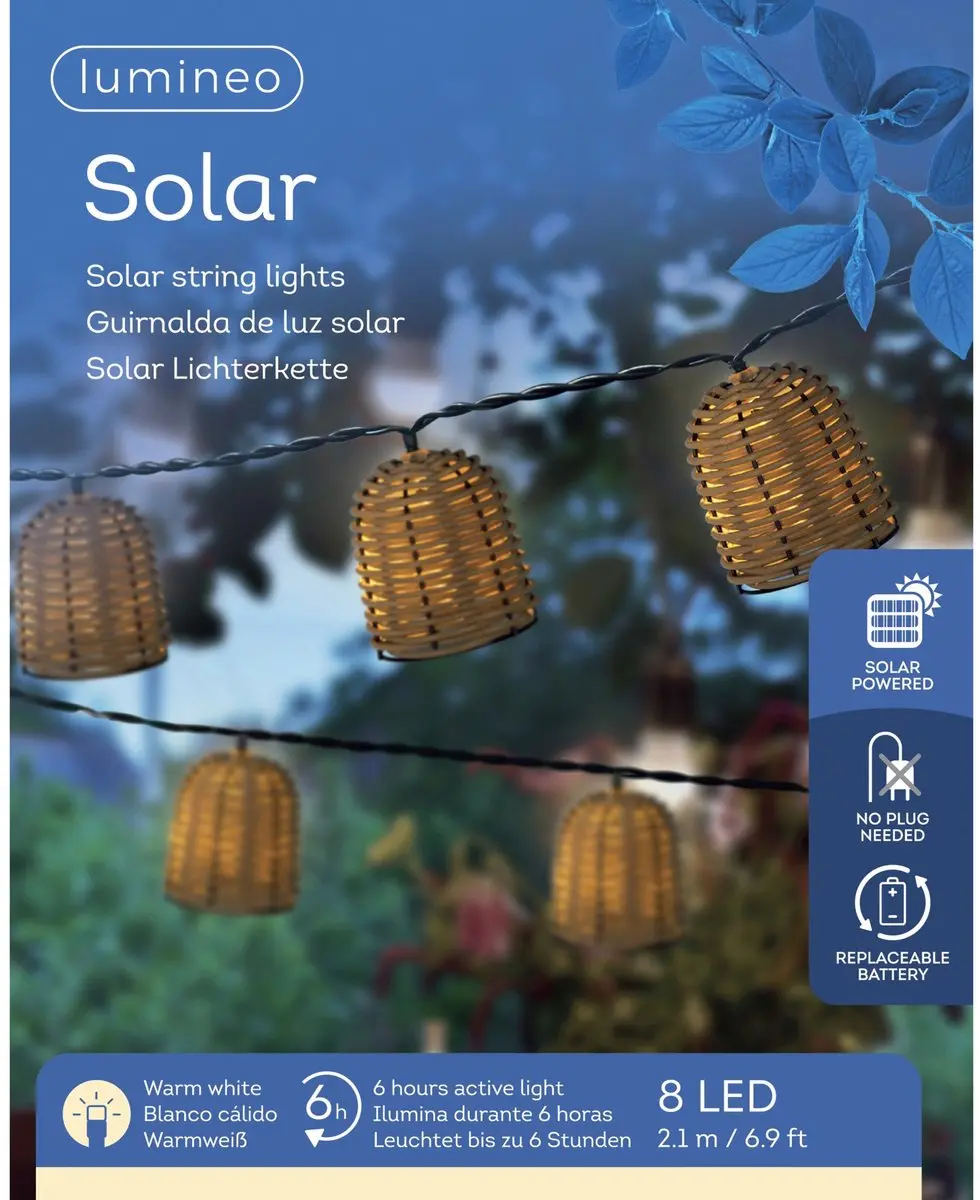 Lumineo Solar Lichtslinger Ø6x210cm - Natuurlijk/Wit