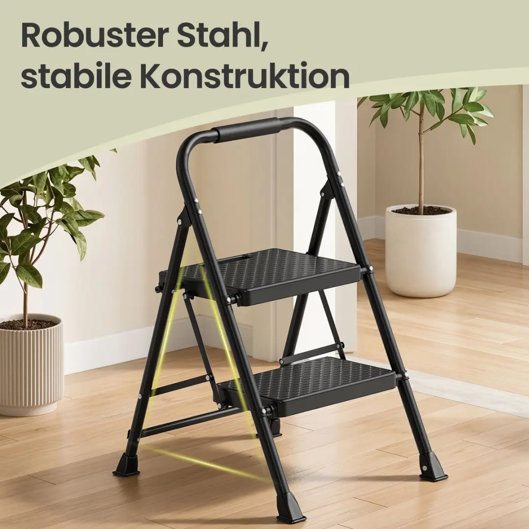 Songmics Opvouwbare Trap 2-treden - 54,5 x 46,5 x 79cm - Zwart - afbeelding 6 van 6