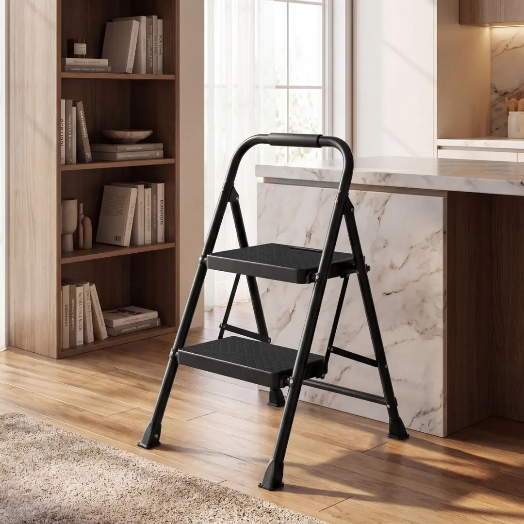 Songmics Opvouwbare Trap 2-treden - 54,5 x 46,5 x 79cm - Zwart