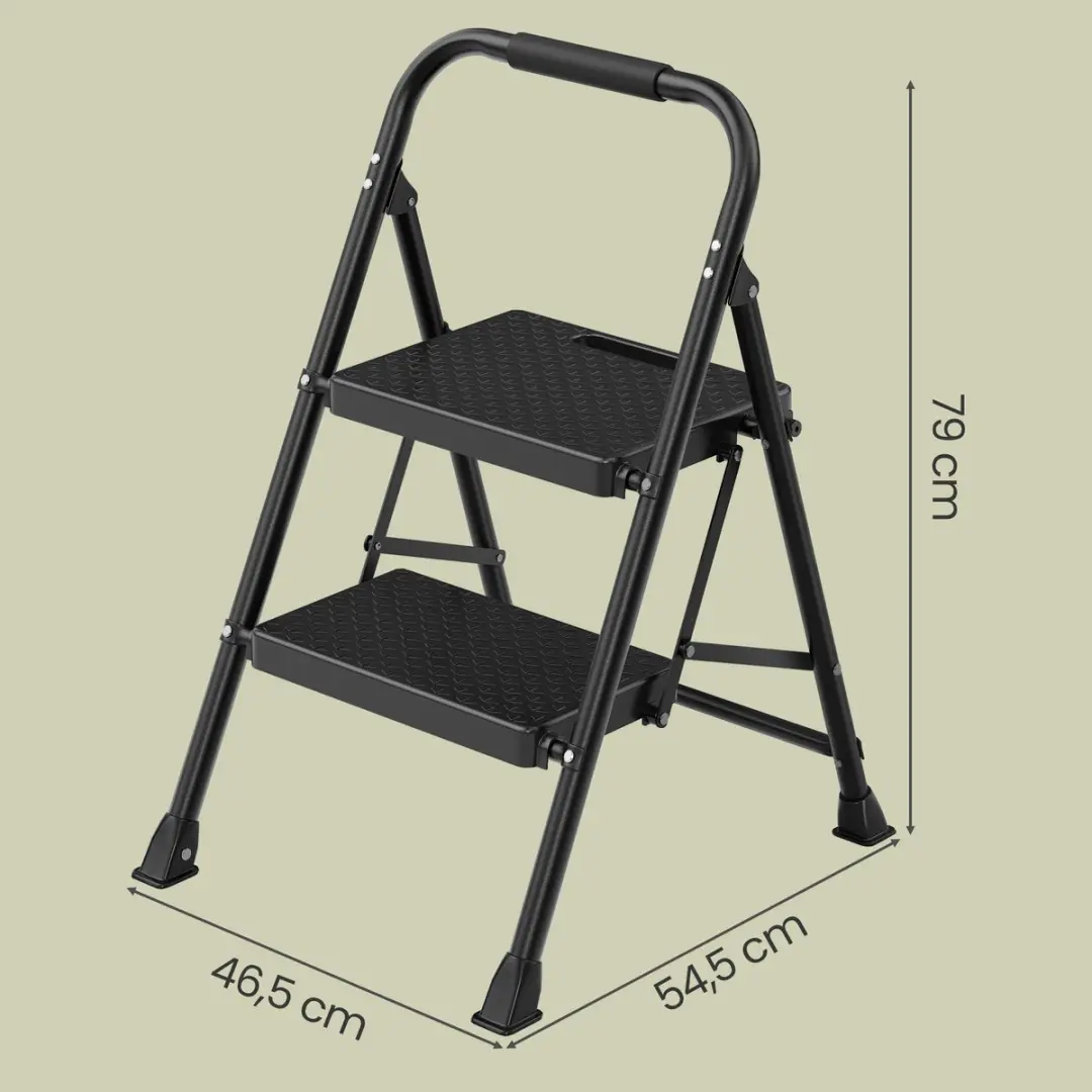 Songmics Opvouwbare Trap 2-treden - 54,5 x 46,5 x 79cm - Zwart