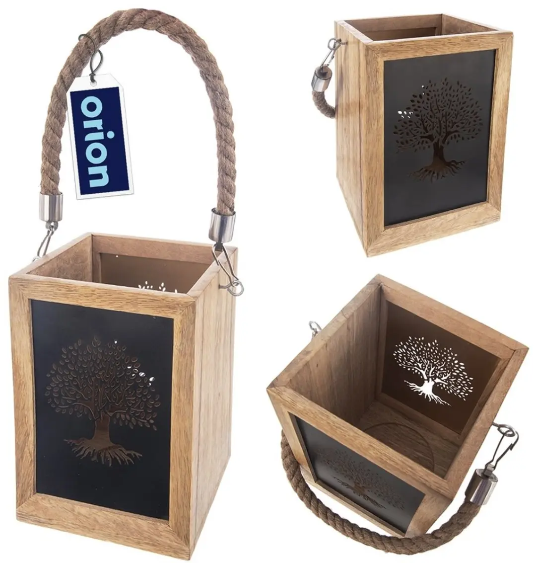 Orion Mango Houten Lantaarn 20cm - Exotisch Hout