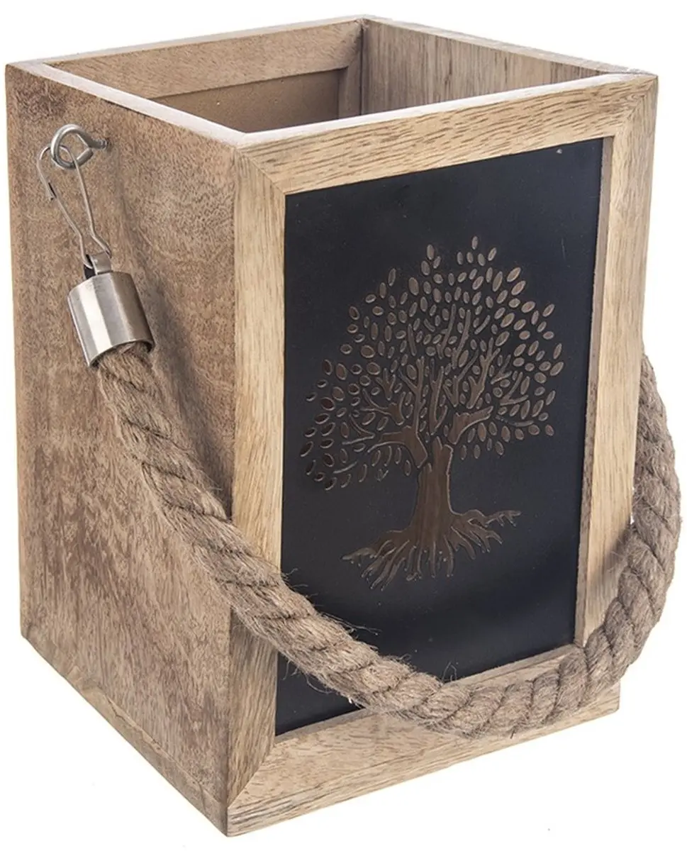 Orion Mango Houten Lantaarn 20cm - Exotisch Hout