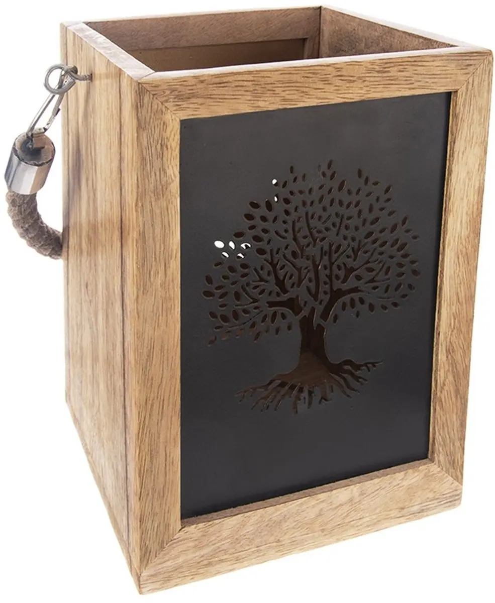 Orion Mango Houten Lantaarn 20cm - Exotisch Hout