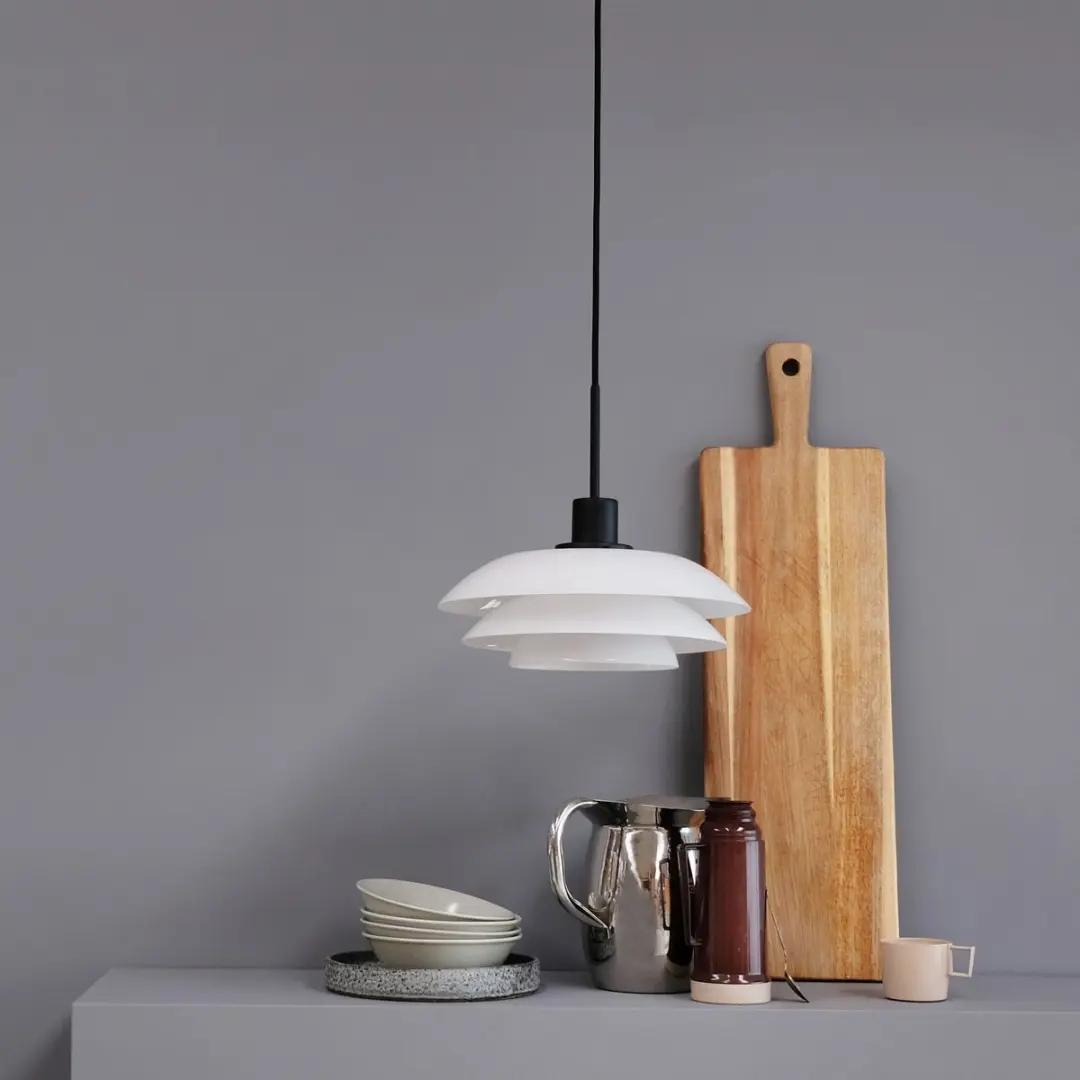 Dyberg Larsen Hanglamp 31cm E27 Glas - 25W - Wit/Zwart