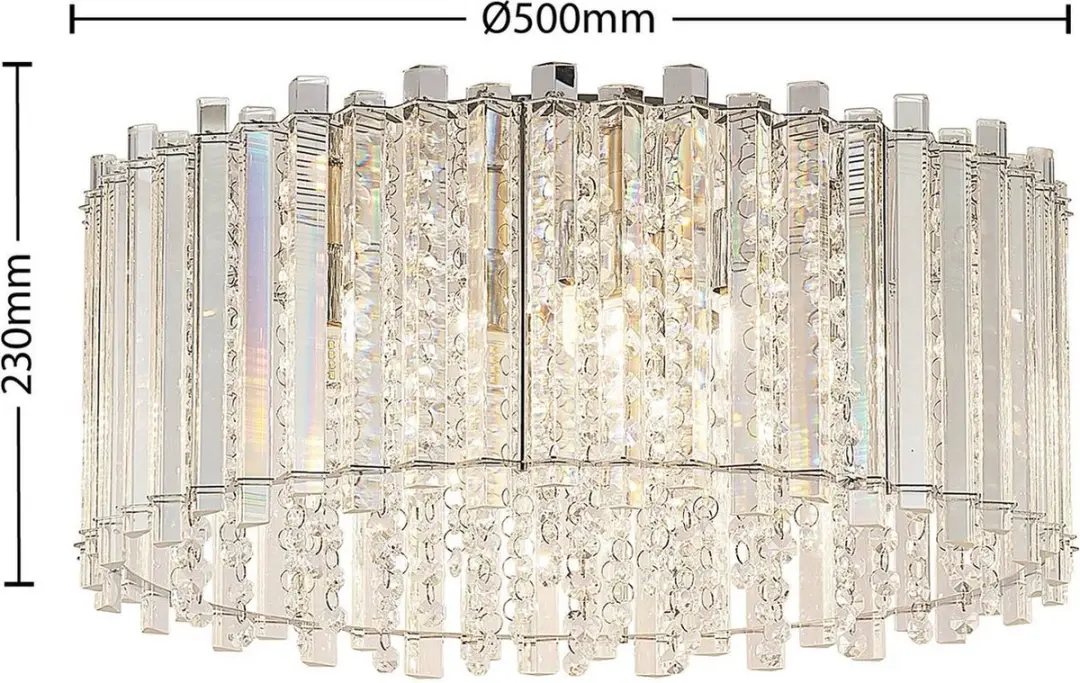 Lucande Plafondlamp 6xG9 50cm - Chroom/Kristal