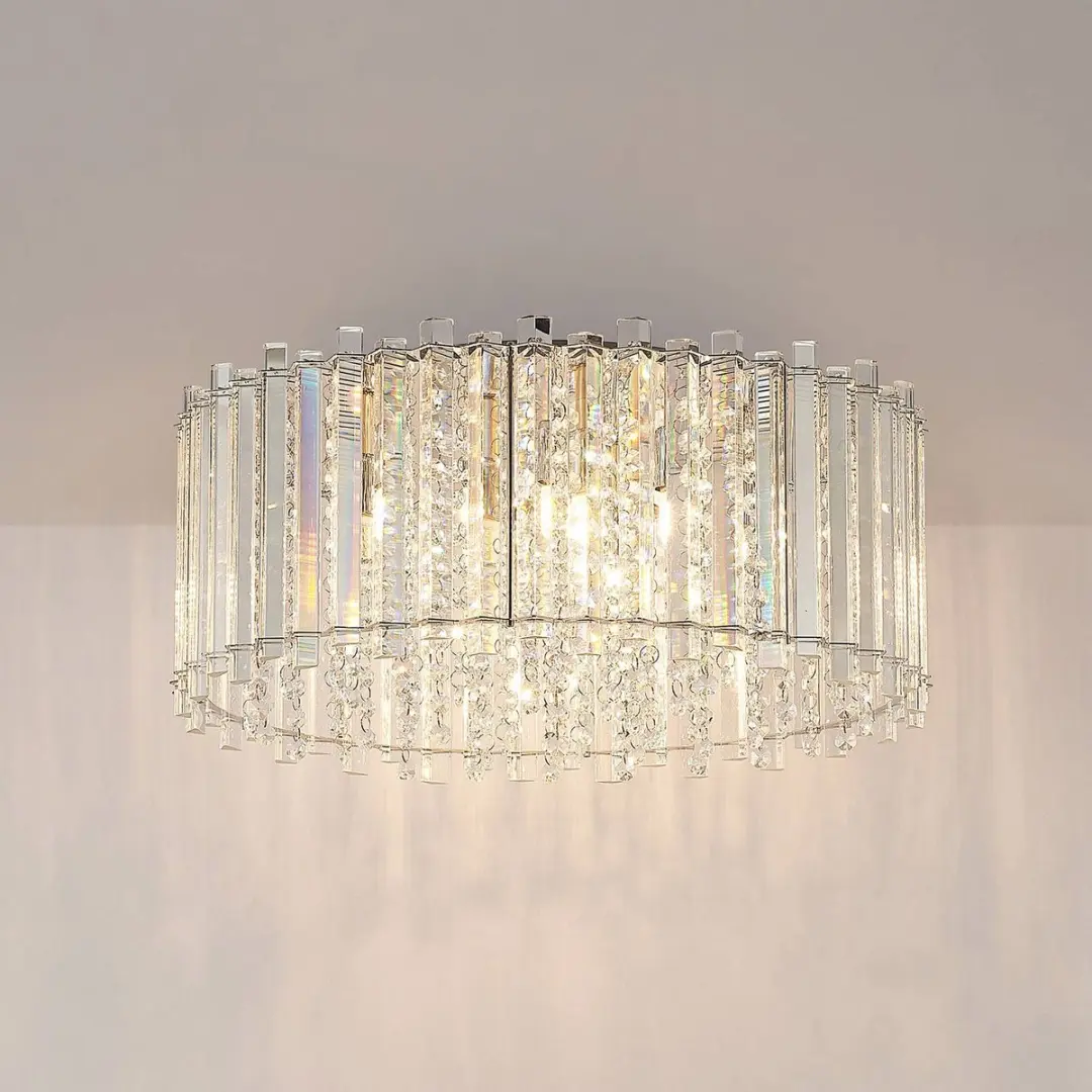 Lucande Plafondlamp 6xG9 50cm - Chroom/Kristal - afbeelding 6 van 6