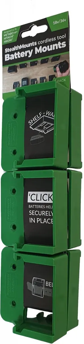 StealthMounts BM-MHH18-GRN-6 Accuhouder 18V/36V - Groen - 6 Stuks - afbeelding 6 van 6