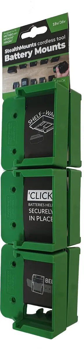 StealthMounts BM-MHH18-GRN-6 Accuhouder 18V/36V - Groen - 6 Stuks