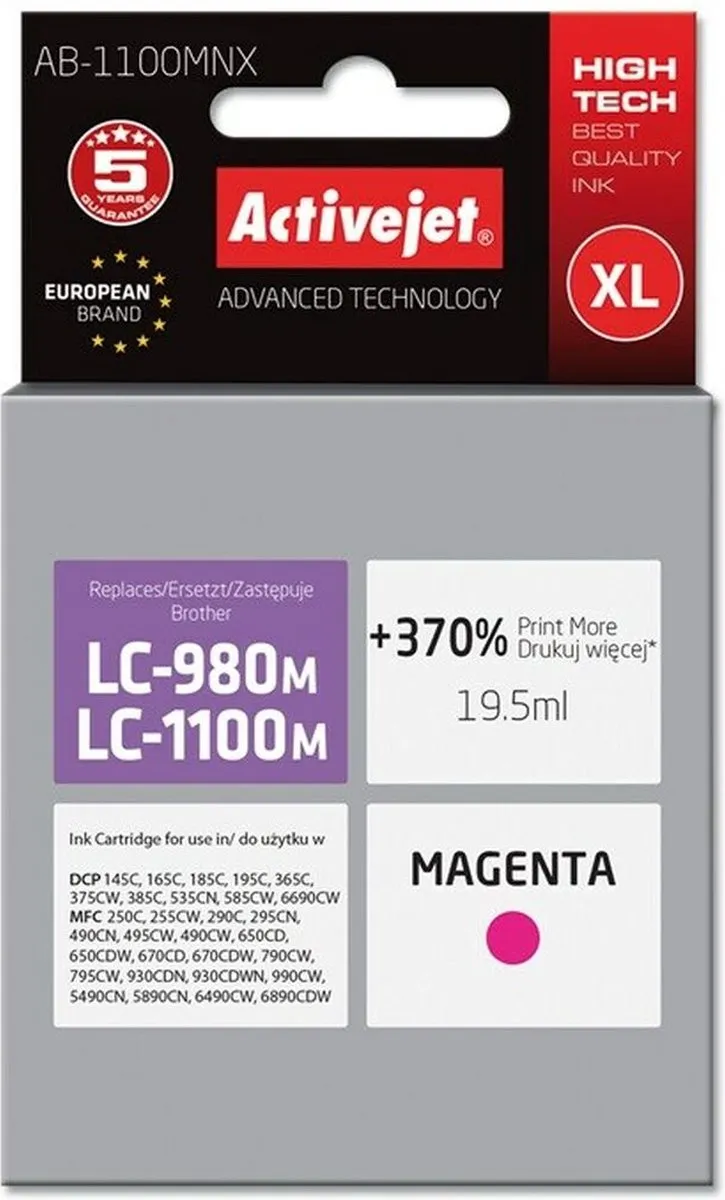 Brother Activejet AB-1100MNX Magenta XL Inktcartridge