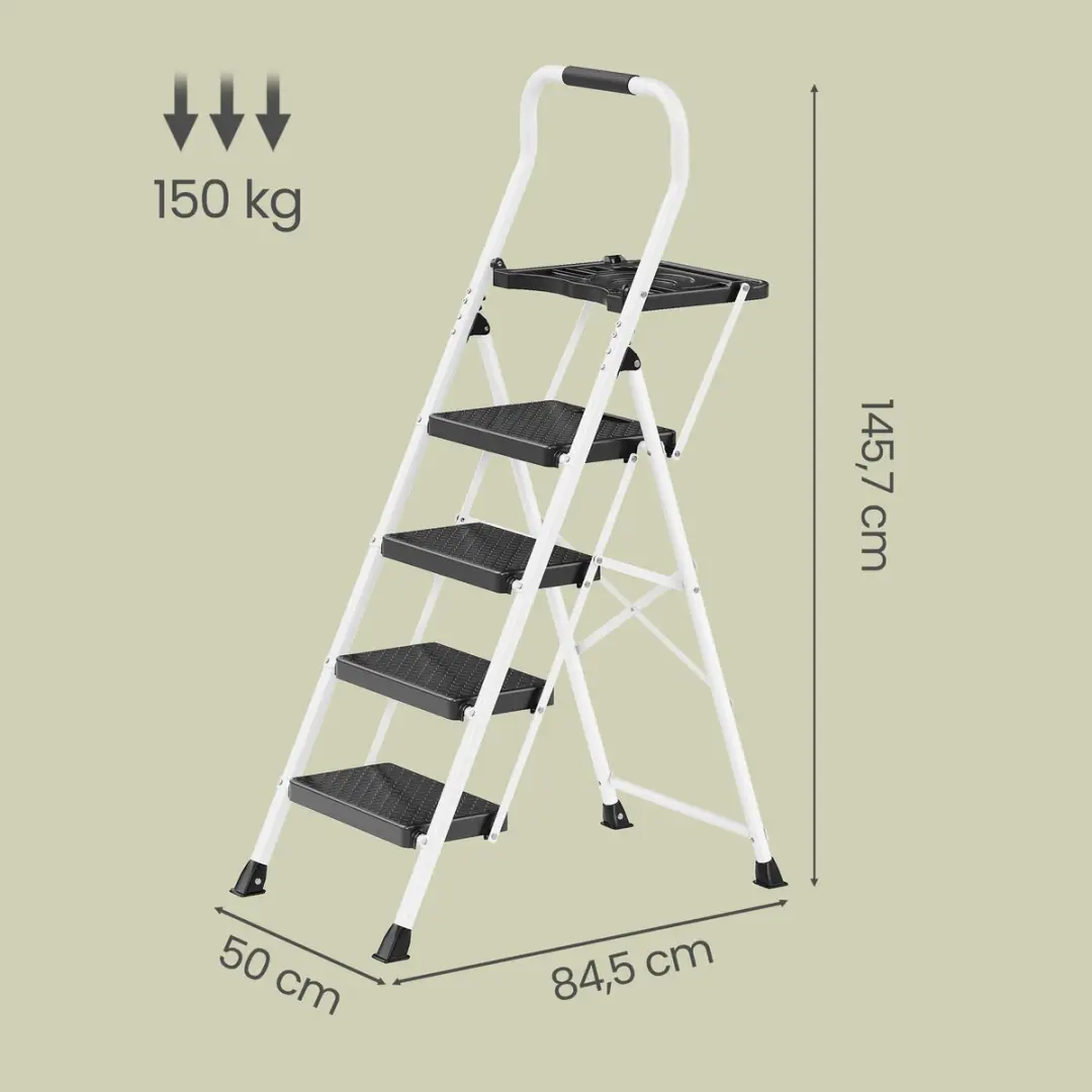 Songmics Opvouwbare Trap 4-treden - 150kg - Wit