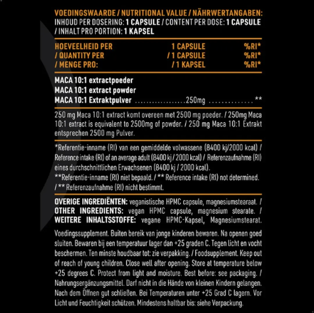 Pure Maca Extract 2500mg - 100 Vegan Capsules