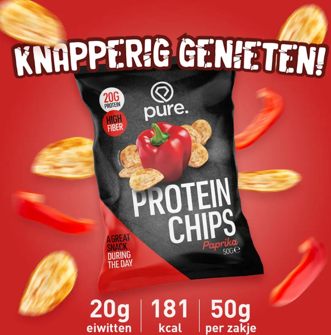 Pure Protein Chips Paprika 50g - Hoog in eiwitten