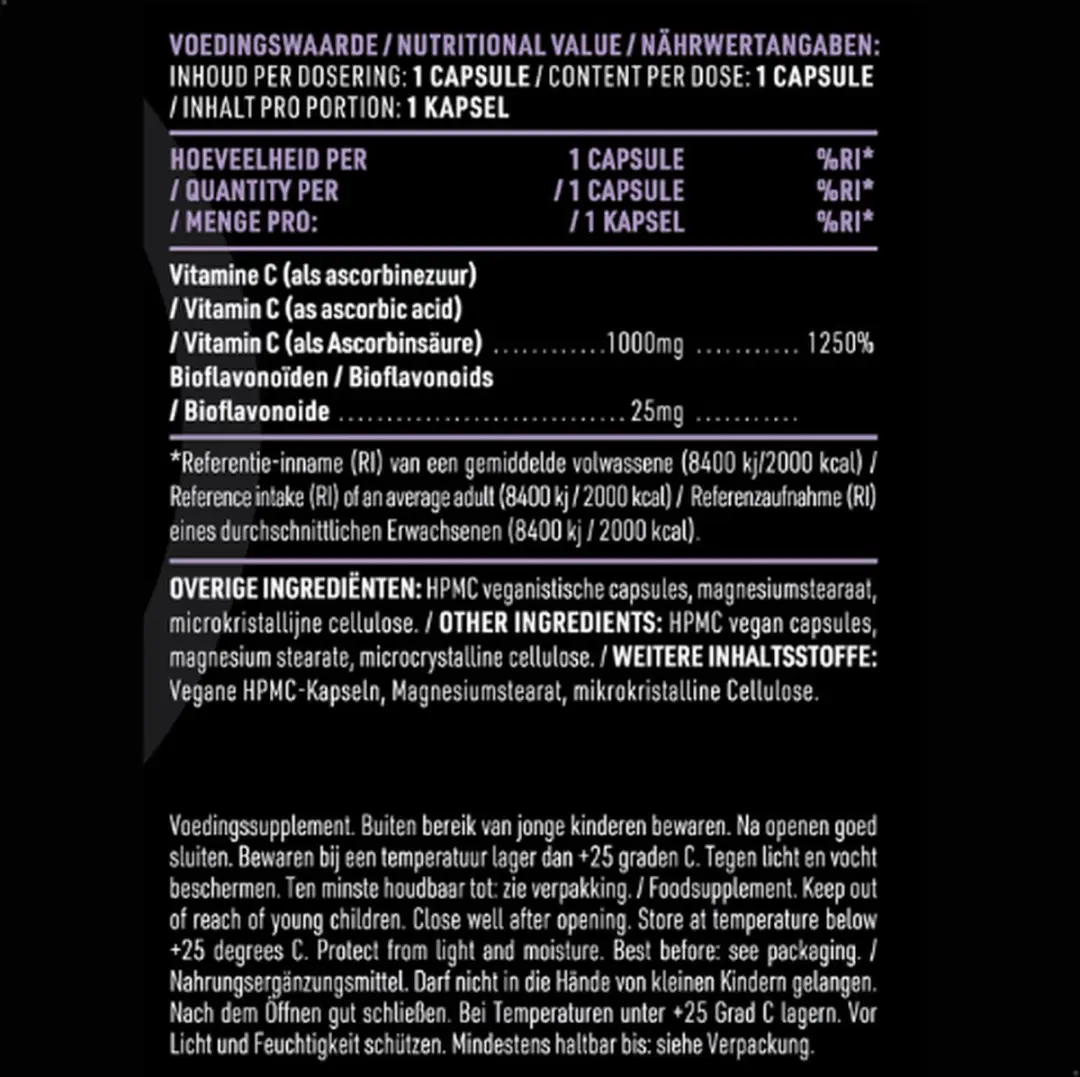 Pure Vitamine C 1000mg Capsules - 100 Stuks