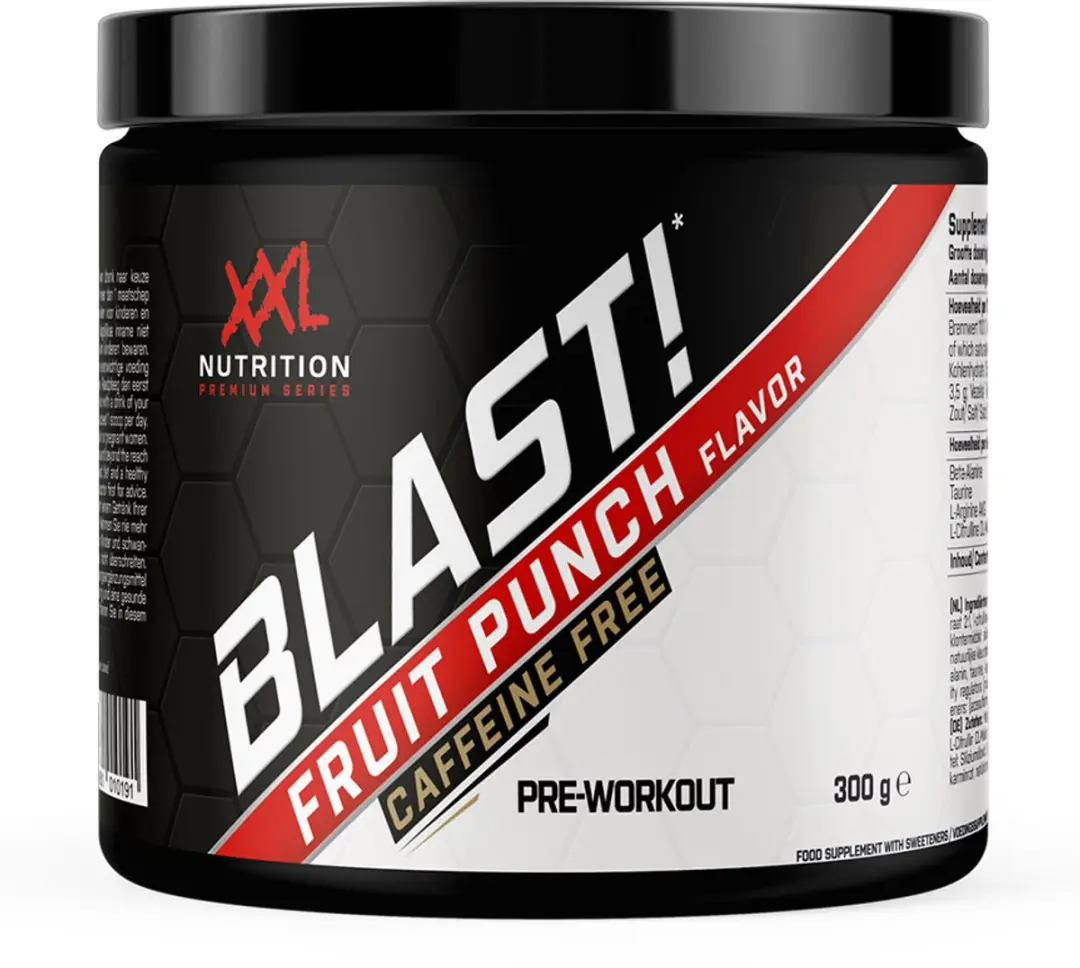 XXL Nutrition Blast! Pre-Workout Cafeïnevrij Fruit Punch 300g