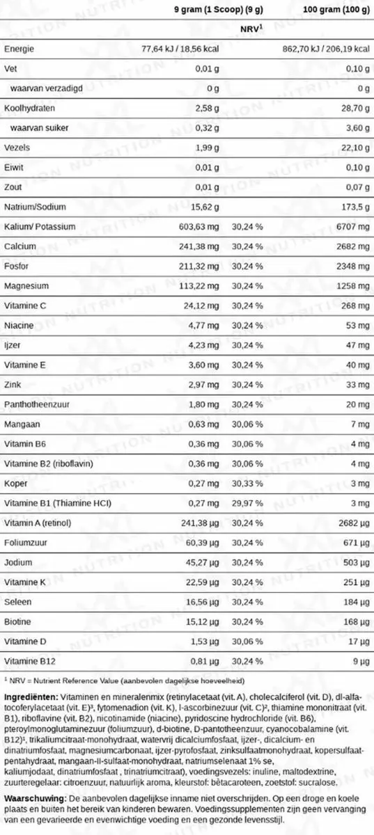 XXL Nutrition Vitamin Drinkpoeder 360g - Orange