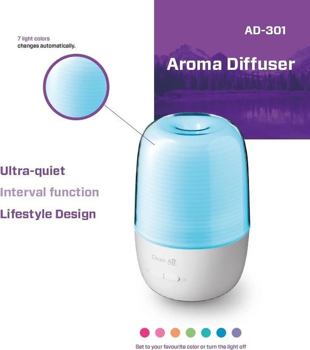 Clean Air Optima AD-301 Aroma Diffuser - 60m² - Levend wit - afbeelding 6 van 6