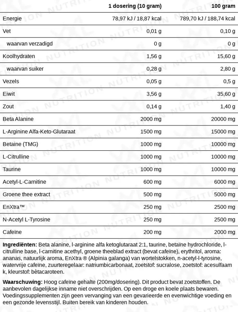XXL Nutrition Booty Booster Pre-Workout 300g - 30 Porties