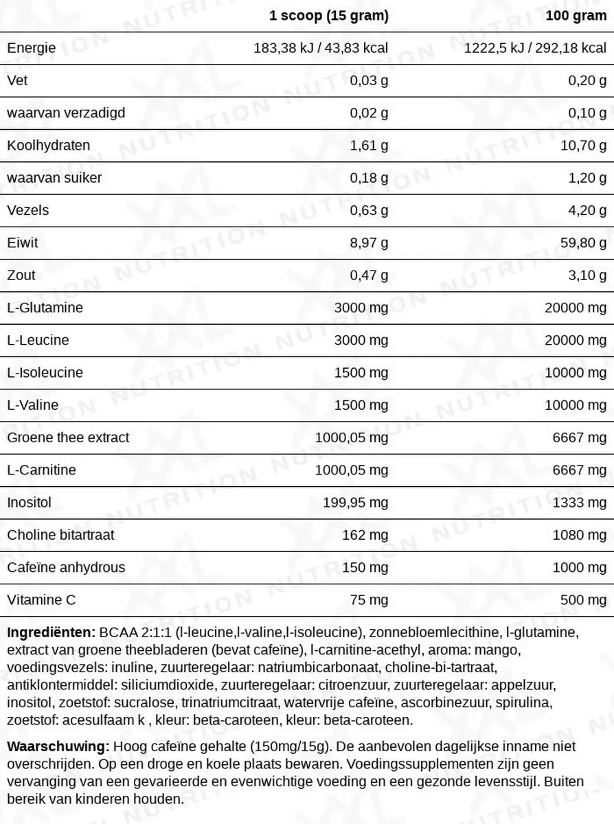 XXL Nutrition Energy Activator Mango Pre-Workout 450g