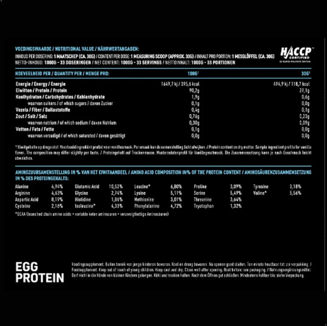 Pure Egg Protein Vanille 1000g - Eiwitpoeder