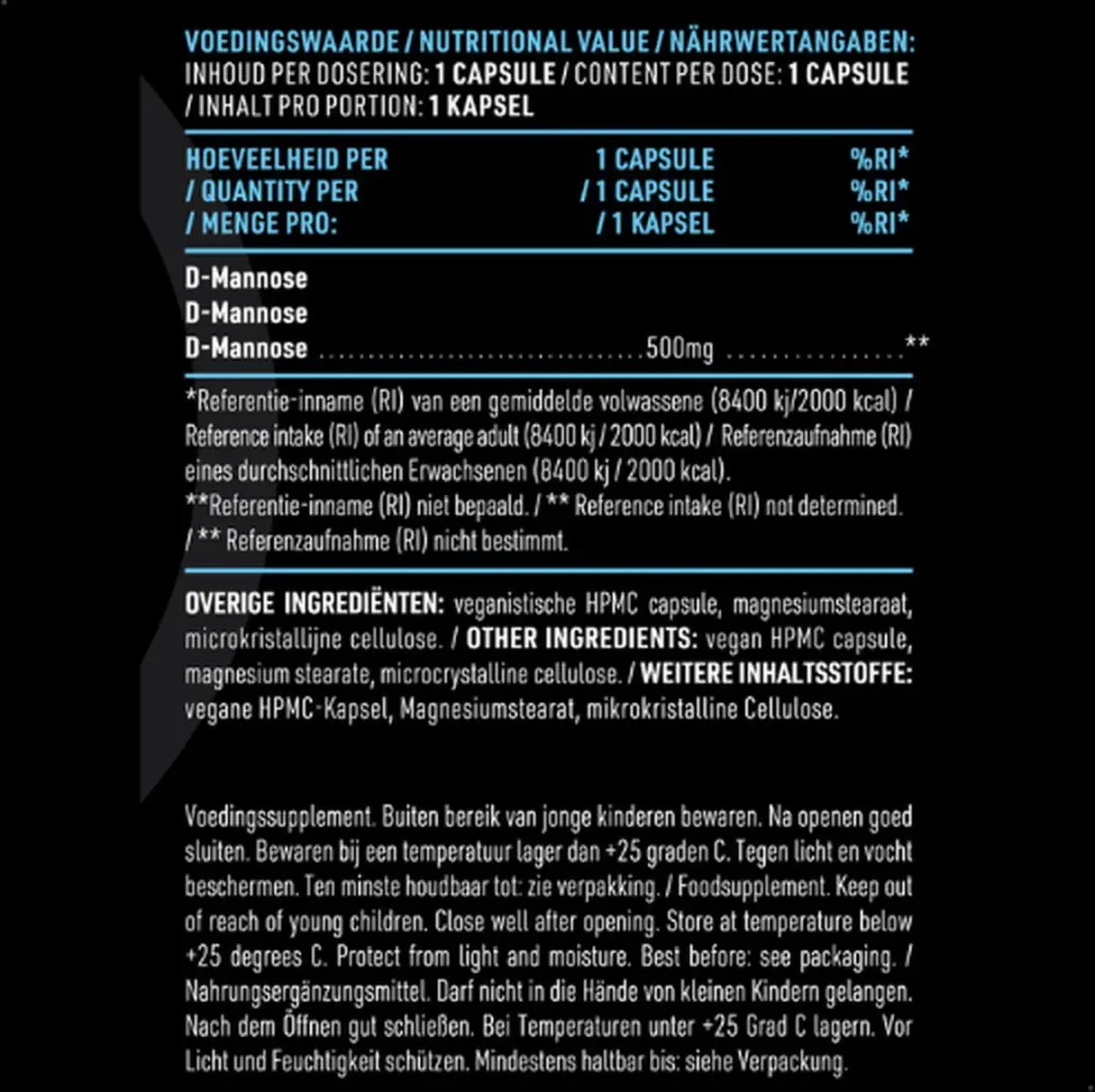 Pure D-Mannose 120 Vegan Capsules 500mg