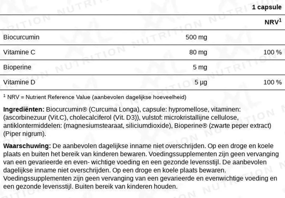 XXL Nutrition Curcumin Pro Kurkuma Capsules 60 Stuks