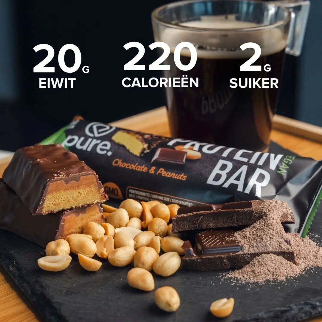 Pure Vegan Protein Bar Chocolade & Pinda's - 12 Stuks