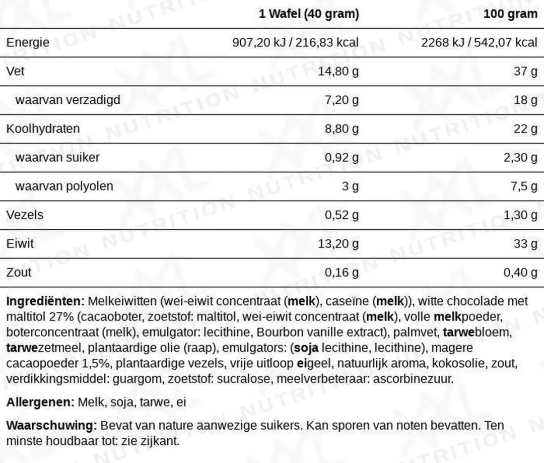 XXL Nutrition Delicious Protein Wafer Cookies & Cream - 12 Stuks