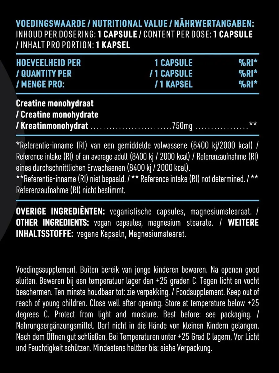 Pure Creatine Monohydraat 175g - 180 V-caps