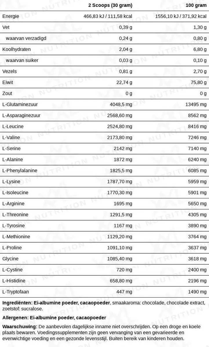 XXL Nutrition Egg Protein Chocolade 1000g