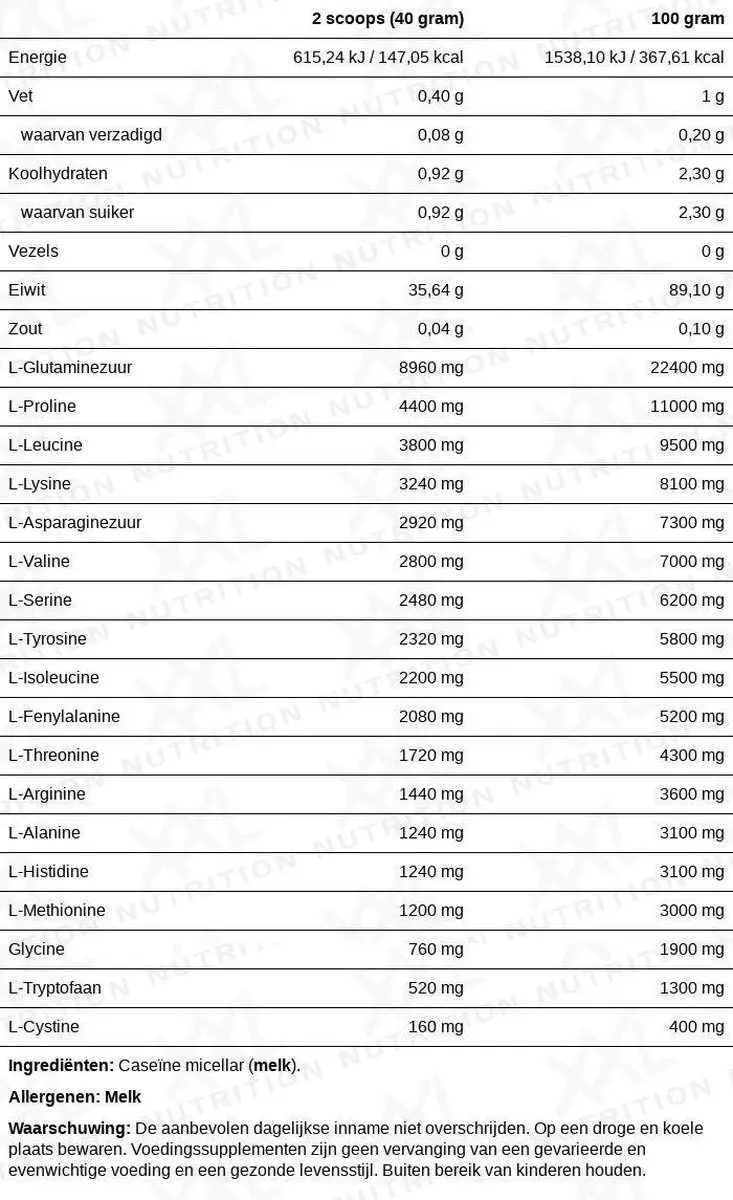 XXL Nutrition Night Protein Caseïne 750g