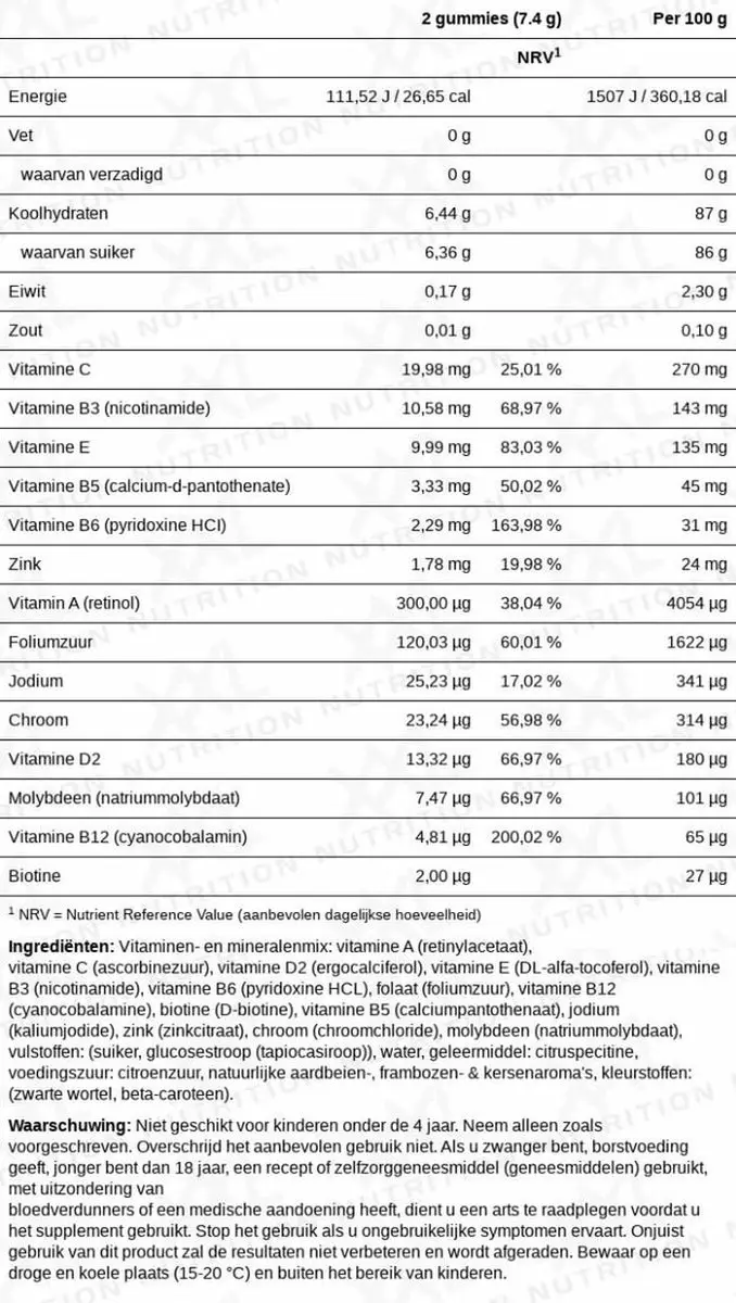 XXL Nutrition Multivitamine Gummies Red Fruit - 50 Stuks