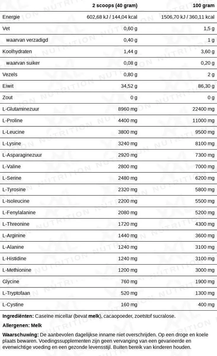 XXL Nutrition Night Protein Chocolade 750g