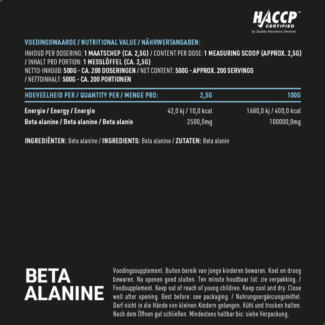 Pure Beta Alanine 500g - Spierherstel & Groei