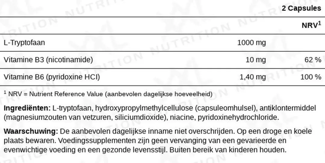 XXL Nutrition L-Tryptofaan 120 Capsules
